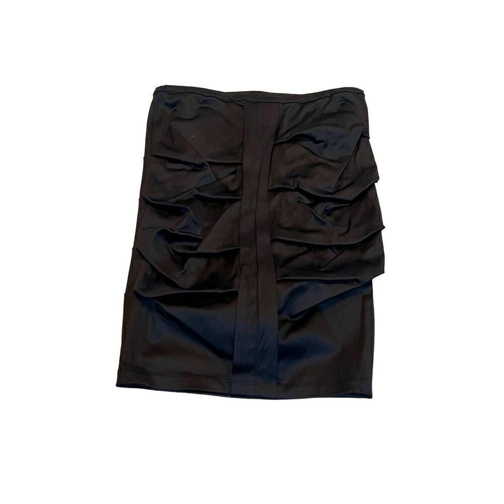 Maria Bianca Nero Sexy Black Silky Ruched Mini Skirt Size Petite